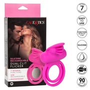 Silicone Rechargeable Dual Clit Flicker Pink