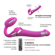 MULTI ORGASM BENDABLE STRAP-ON - M - FUCHSIA -