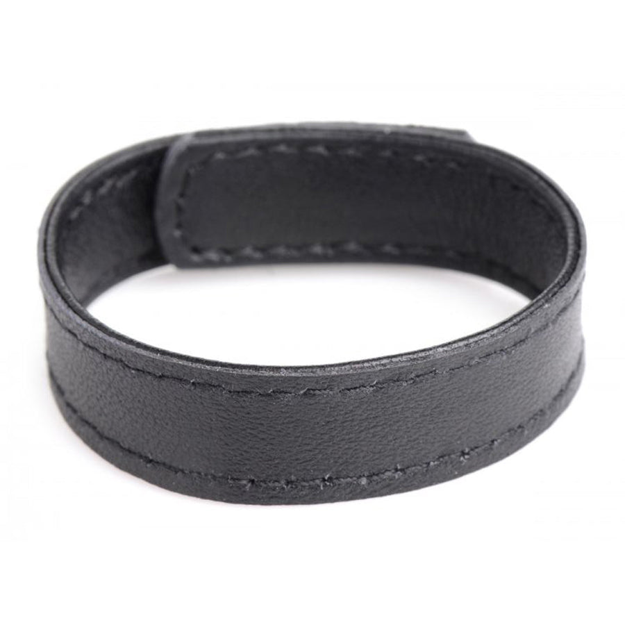 Leather and Velcro Cock Ring - Black