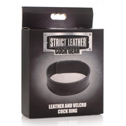 Leather and Velcro Cock Ring - Black