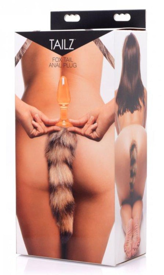 Orange Glass Butt Plug with Fox Tail