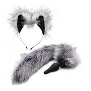 Grey Wolf Tail Anal Plug and Ears Set