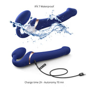 VIBRATING BENDABLE STRAP-ON - S - NIGHT BLUE