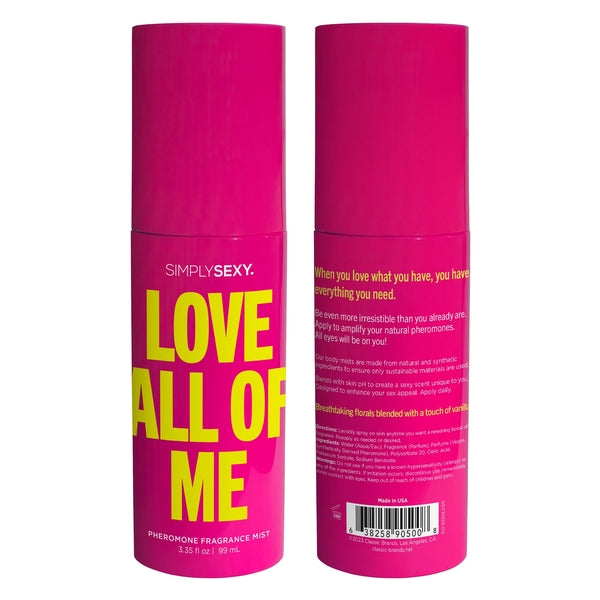 SIMPLY SEXY PHEROMONE BODY MIST - LOVE ALL OF  ME - 3.35 floz | 99mL