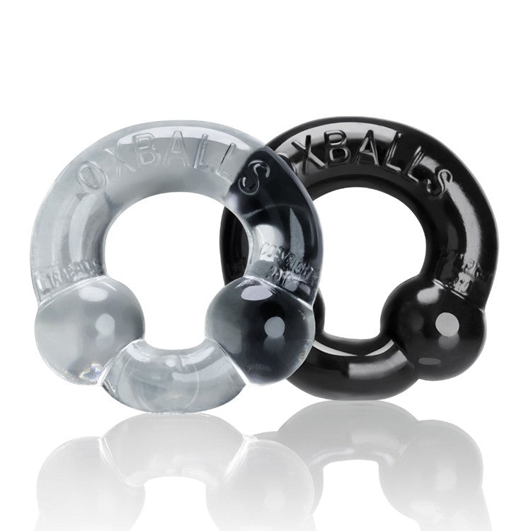 ULTRABALLS, 2-pack cockring - BLACK & CLEAR